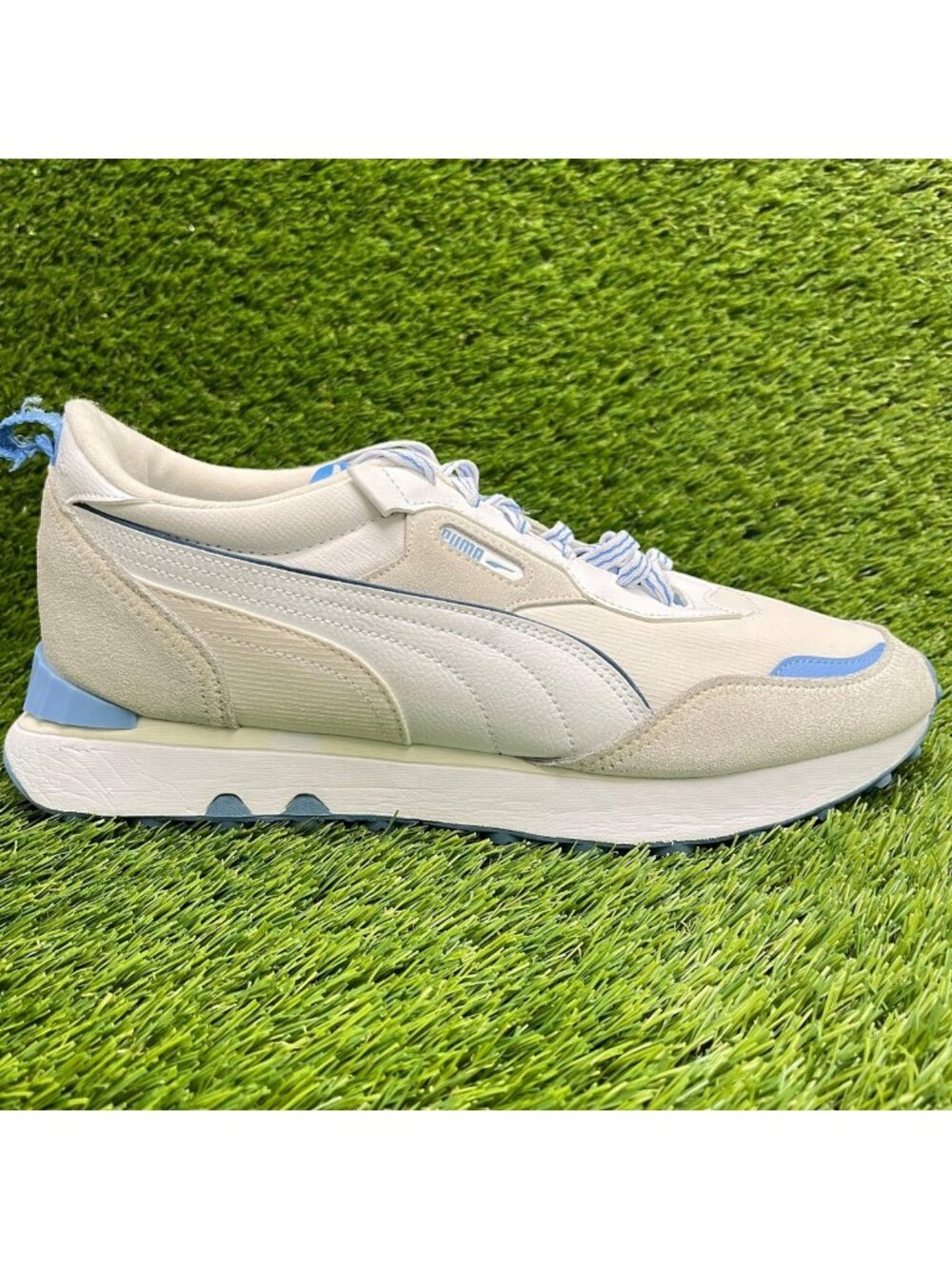 Puma Future Rider Retro Mens Size 11 White Blue Athletic Running Shoes Sneakers